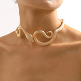Silver Snake Shape Choker Necklace Vintage Hiphop Metal Necklace