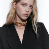 Silver Snake Shape Choker Necklace Vintage Hiphop Metal Necklace