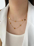 Peri'sbox Star Moon Square Coin Choker Necklace Double Layered