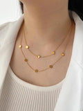 Peri'sbox Star Moon Square Coin Choker Necklace Double Layered