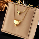 2-Layer Love Heart Smile Charm Choker Necklace Pendant
