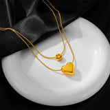 2-Layer Love Heart Smile Charm Choker Necklace Pendant
