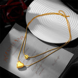 2-Layer Love Heart Smile Charm Choker Necklace Pendant