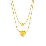 2-Layer Love Heart Smile Charm Choker Necklace Pendant