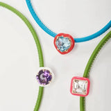 Geometric Heart Square Micro Pave CZ Leather Necklace Women
