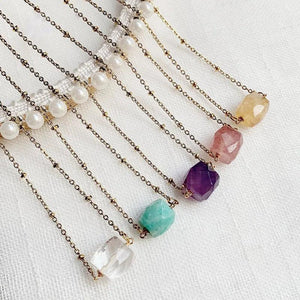 Healing Crystal Necklace Stainless Steel Choker Multifaceted Quartz Citrines Ama