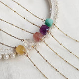 Healing Crystal Necklace Stainless Steel Choker Multifaceted Quartz Citrines Ama
