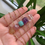 Healing Crystal Necklace Stainless Steel Choker Multifaceted Quartz Citrines Ama