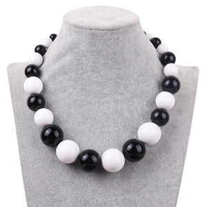 Big Acrylic Ball Choker Necklace Clear Beads Collar Jewelry