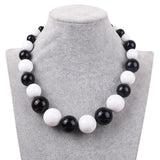 Big Acrylic Ball Choker Necklace Clear Beads Collar Jewelry