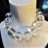 Big Acrylic Ball Choker Necklace Clear Beads Collar Jewelry