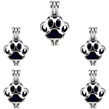 10Pcs Paw Print Pearl Cage Aromatherapy Diffuser Charm Pendant Necklace Bracelet