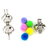 10Pcs Paw Print Pearl Cage Aromatherapy Diffuser Charm Pendant Necklace Bracelet