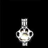 10Pcs Paw Print Pearl Cage Aromatherapy Diffuser Charm Pendant Necklace Bracelet