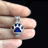 10Pcs Paw Print Pearl Cage Aromatherapy Diffuser Charm Pendant Necklace Bracelet