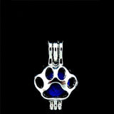 10Pcs Paw Print Pearl Cage Aromatherapy Diffuser Charm Pendant Necklace Bracelet