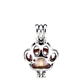 10Pcs Paw Print Pearl Cage Aromatherapy Diffuser Charm Pendant Necklace Bracelet