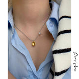Peri'sBox Gold/Silver Coin Pendant Necklace with Pearl Charm