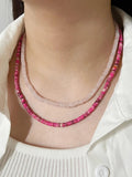 Peri'sBox Multicolor Stone Beads Choker Necklace Stainless Steel Crystal Boho