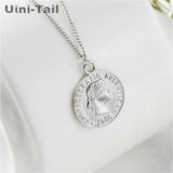 925 Tibetan Silver Dime Coin Pendant Necklace Retro Portrait Personality Jewelry