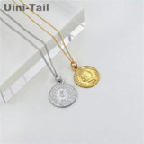 925 Tibetan Silver Dime Coin Pendant Necklace Retro Portrait Personality Jewelry