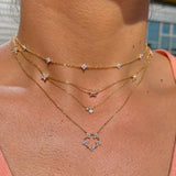 Blue/Green Flower CZ Pendant Necklace Collar