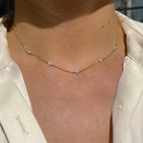 Blue/Green Flower CZ Pendant Necklace Collar