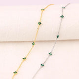 Blue/Green Flower CZ Pendant Necklace Collar