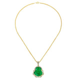 Green Jade Buddha Necklace Laughing Amulet Classic Jewelry