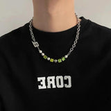 Punk Hip-hop Rhinestone Pendant Pearl Necklace for Men
