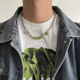 Punk Hip-hop Rhinestone Pendant Pearl Necklace for Men