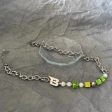 Punk Hip-hop Rhinestone Pendant Pearl Necklace for Men