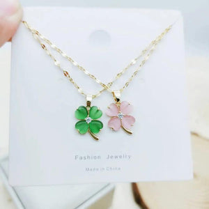 Opal Four-Leaf Clover Titanium Steel Necklace - Sweet Beauty