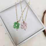 Opal Four-Leaf Clover Titanium Steel Necklace - Sweet Beauty