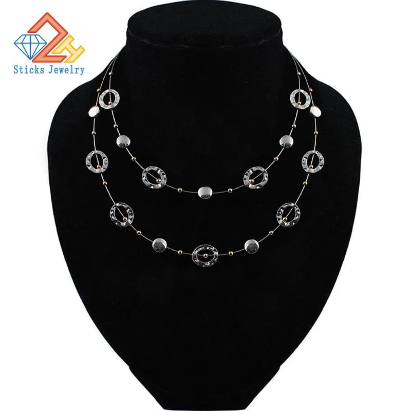 Charm Two Layer Necklace European American Jewelry Big Cable Linking