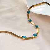 Snake Chain Necklace with Cat Eye Charm