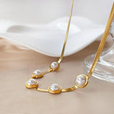 Snake Chain Necklace with Cat Eye Charm