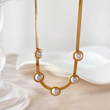 Snake Chain Necklace with Cat Eye Charm