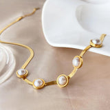 Snake Chain Necklace with Cat Eye Charm
