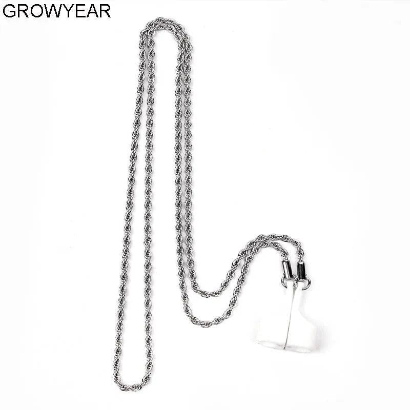 Silver/Stainless Steel Rope Chain for Airpods Holder Necklace