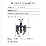 Steel Soldier Stainless Steel Wing Cross Stone Pendant Vintage Jewelry