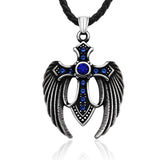 Steel Soldier Stainless Steel Wing Cross Stone Pendant Vintage Jewelry