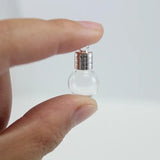 10PCS 6mm Silver Cap Glass Vial Pendant Rice Bottle Necklace Findings