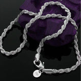 4mm Twisted Chain 925 stamp silver Necklace Pendant Vintage Jewelry