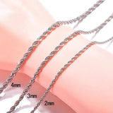 4mm Twisted Chain 925 stamp silver Necklace Pendant Vintage Jewelry
