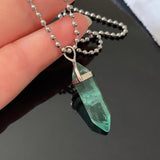 Reiki Healing Green Fluorite Necklace Crystal Pendant Amulet Gem Stone Quartz