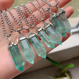 Reiki Healing Green Fluorite Necklace Crystal Pendant Amulet Gem Stone Quartz