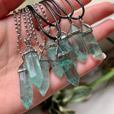 Reiki Healing Green Fluorite Necklace Crystal Pendant Amulet Gem Stone Quartz