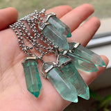 Reiki Healing Green Fluorite Necklace Crystal Pendant Amulet Gem Stone Quartz