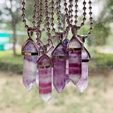 Reiki Healing Green Fluorite Necklace Crystal Pendant Amulet Gem Stone Quartz
